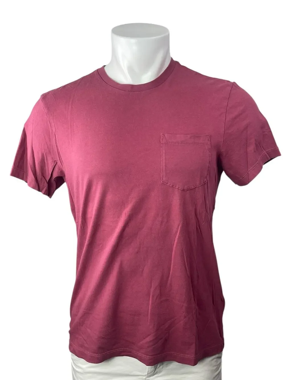 J.Crew Mens Red Slim Washed Crew Neck Short Sleeve Pocket T Shirt Tee Top Size M